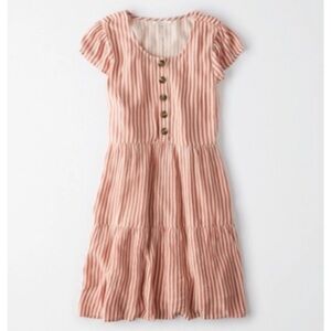 American Eagle Outfitters Striped Button Up Babydoll Dress - Size S